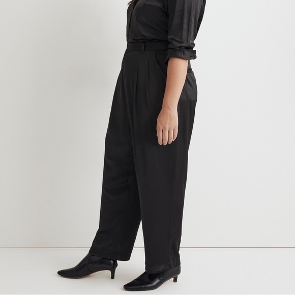 Madewell Women’s NWT The Turner Tapered Pant in Black Satin size 14 Petite - Picture 4 of 14